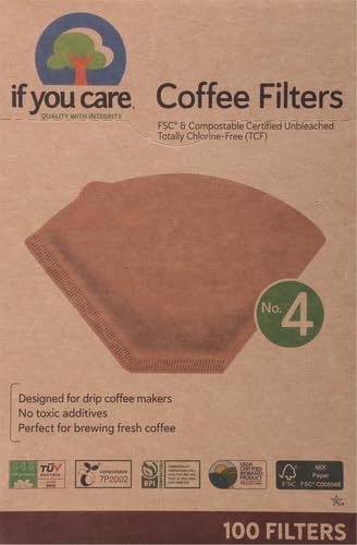 If You Care # 4 Cone Shaped Unbleached All Natural Compostable Coffee Filters, 100 Count (Pack of 1), Chlorine Free