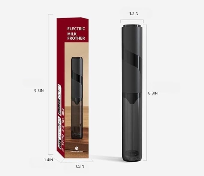 Travel Milk Frother with Cover, Battery-Operated Electric Foam Maker Frother Wand, Milk Foamer Electric Mini Drink Mixer for Coffee, Cappuccino, Lattes, Frappe, Matcha and Hot Chocolate, Black