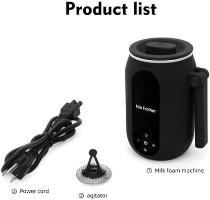 Milk Frother, 4 in 1 Electric Milk Steamer Warmer Foam Maker for Frothing and Heating Coffee, Latte, Macchiato, Cappuccino, Hot Chocolate (US Plug)