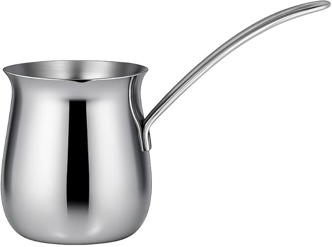 20 oz Stainless Steel Turkish Coffee Pot – Milk Butter Chocolate Warmer, Cezve Ibrik Briki Stovetop Coffee Maker & Sauce Pan, Greek Arabic Coffee Maker, 18/8 Steel with Non-Drip Spout