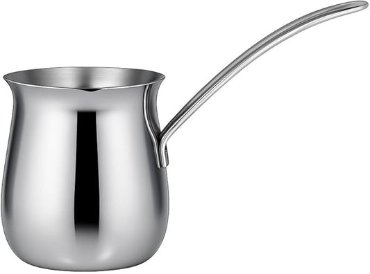 20 oz Stainless Steel Turkish Coffee Pot – Milk Butter Chocolate Warmer, Cezve Ibrik Briki Stovetop Coffee Maker & Sauce Pan, Greek Arabic Coffee Maker, 18/8 Steel with Non-Drip Spout