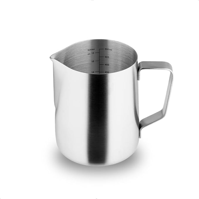 watchget Stainless Steel Milk Frothing Pitcher 20oz/600ml - Espresso Steaming Pitcher for Cappuccino, Latte Art, Coffee Machine Accessories Milk Jug Coffee Frother Cup, Matt Silver