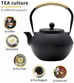 Load image into Gallery viewer, 40.6oz Cast Iron Teapot, Japanese Tetsubin Tea Kettle for Stovetop Safe, Black Cast Iron Tea Kettle with Infuser for Loose Leaf, Tea Pot with Enameled Interior, Gift for Tea Lovers
