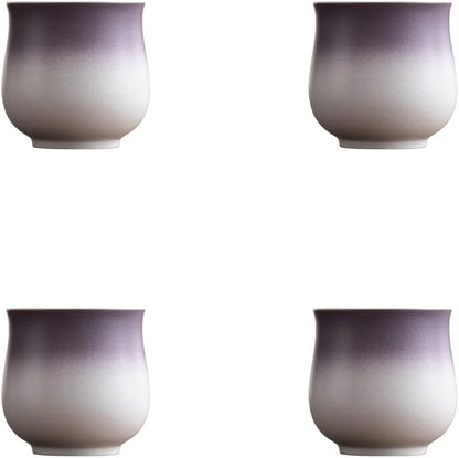 4-Oz Ceramic Espresso Cups Set - Multi-Color, Handle-Free Design for Home & Cafe | Dishwasher-Safe Stoneware Cups (Gradient Purple, 4)