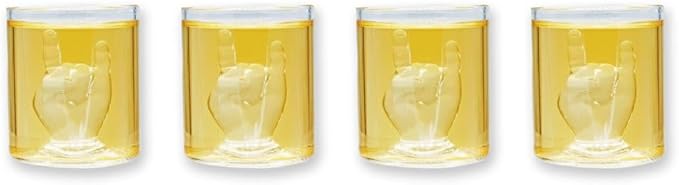 4 Rock Hand Shot Glasses, Awaken the Rock Star in You, Cool Glasses for Shots at Parties and Festivals