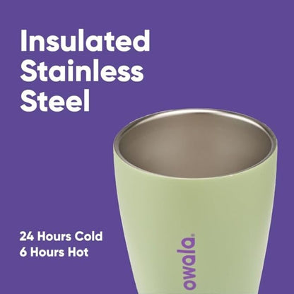 Owala SmoothSip Insulated Stainless Steel Coffee Tumbler, Reusable Iced Coffee Cup, Hot Coffee Travel Mug, Perfect for Cappuccino, BPA Free, 10 oz, Green (Hip Cactus)