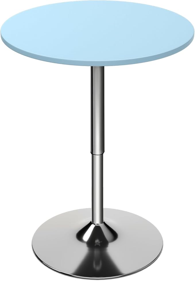 Magshion 23.5" Round Adjustable Height Bar Table, 27.5"-36" Range, 360° Swivel MDF Top Pub Table for Dining, Café, Cocktail, Blue