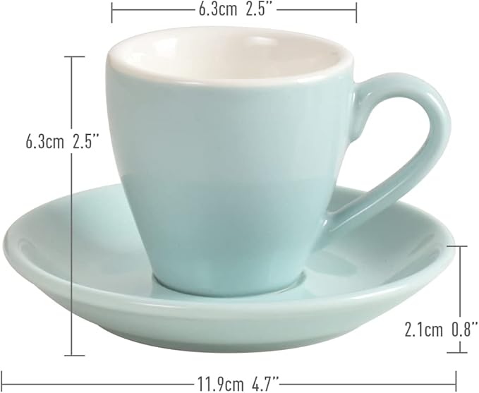 Porcelain Espresso Cup with Saucer, Espresso shot Cup, 80ml/2.7Oz, Blue
