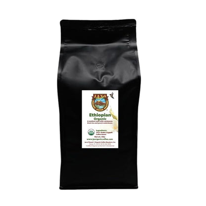 Low Acid Organic Coffee – Whole Bean, Mold-Free & Stomach Friendly by Java Planet, Ethiopian Single Origin Coffee, Medium Roast, Smooth Full Flavored, 5LB Bag