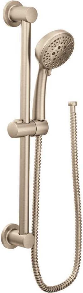 Moen Eco-Performance Brushed Nickel 4-Spray Pattern Handheld Showerhead with 69-Inch-Long Hose with 30-Inch Slide Bar, 3669EPBN