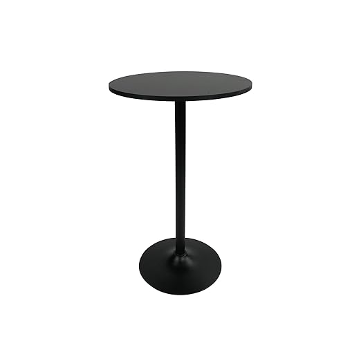Pearington Santina, Single Round Cocktail Bar, Pub, and Bistro High Top Table with Black Top and Base