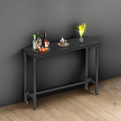 Mr IRONSTONE Bar Table, 47" Pub High Top Rectangular Height Sofa Console Dining Coffee Table, for Narrow Space, Living Room, Sturdy Metal Frame, Easy to Set Up, Black