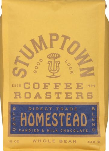 Stumptown Coffee Roasters, Medium Roast Whole Bean Coffee - Homestead Blend, Flavor Notes of Milk Chocolate, Cherry and Orange, 24 Ounces (2 Bags of 12 Ounces)