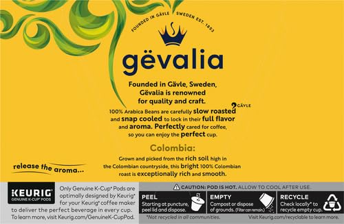 Gevalia Colombia Medium Roast 100% Arabica Keurig K-Cup Coffee Pods (12 ct Box)