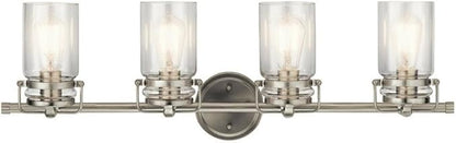 Kichler Brinley 32.25" Vanity Light in Brushed Nickel, 4-Light Farmhouse Bathroom Vanity Light with Clear Glass, (32.25" W x 10" H), 45690NI