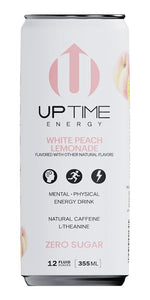 Load image into Gallery viewer, UPTIME Energy Drink, White Peach Lemonade Sparkling, 12 Pack, Vitamin C, L Theanine, Calcium, Sugar Free Energy Drinks for Focus Support, 142mg of Natural Caffeine, 5 Calories, Clean, 12 fl oz Cans