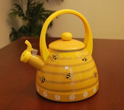 Whistling Tea Kettle for Stove Top Enamel on Steel Teakettle, Supreme Housewares Bee Hive Design Teapot Water Kettle Cute Kitchen Accessories Teteras (2.4 Quart, Bee Hive)