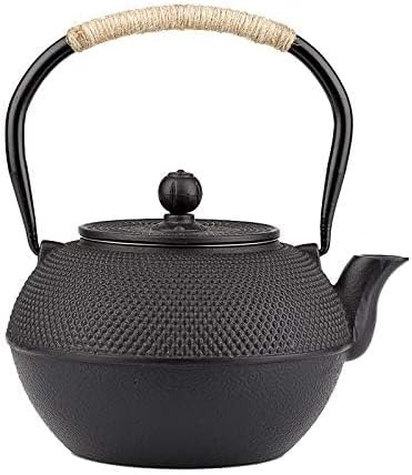 40.6oz Cast Iron Teapot, Japanese Tetsubin Tea Kettle for Stovetop Safe, Black Cast Iron Tea Kettle with Infuser for Loose Leaf, Tea Pot with Enameled Interior, Gift for Tea Lovers