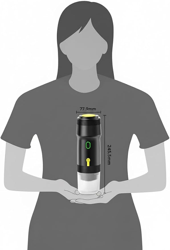 Portable Espresso Maker – 20 Bar Pressure Mini Coffee Machine, Battery Operated, Compatible with Ground Coffee and Select Pods, Includes Car Charger, for Hot & Iced Coffee (Green)