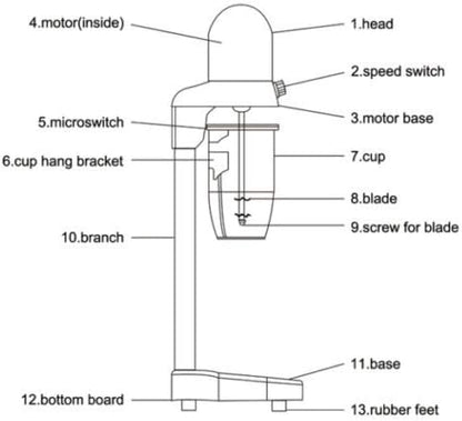 Gdrasuya10 560W Double Head Electric Milkshake Machine Drink Mixer Smoothie Blender, 14000 RPM, 22 oz, Commercial Home Use