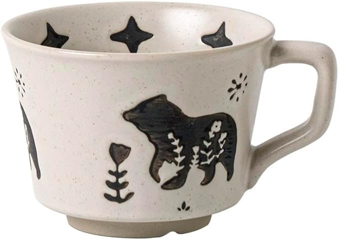Ceramic Coffee Mug, 12 oz Mug Black Bear Set of 1, Novelty Cup with Handle, Stoneware Fun Cup for Coffee Milk Tea Mocha Latte Cappuccino Espresso Adorable Bear, Microwave Dishwasher Safe