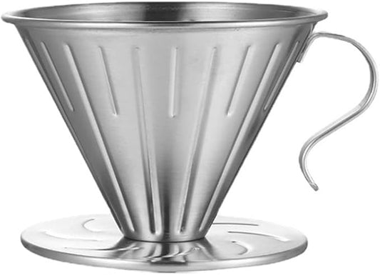 Pour Over Coffee Dripper,304 Stainless Steel V Shaped Slow Drip Coffee Filter,Reusable Dripper Coffee Filter With Handle Coffee Dripper Accessory for Coffee Pot Coffee Maker/Size S