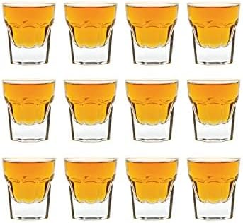 Vikko 1 Ounce Shot Glasses: Set of 12 Small Liquor and Spirit Glasses - Durable Tequila Bar Glasses For Alcohol and Espresso Shots - 12 Piece Mini Shooter Glass Set (Maracco)