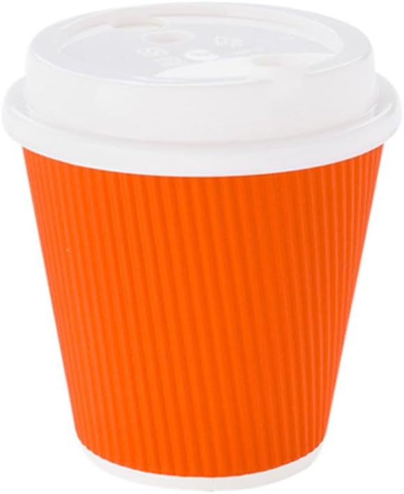 Restaurantware 8 Ounce Double Wall Disposable Coffee Cups, 500 Insulated Orange Paper Cups With Ripple Wall Design, Lids Sold Separately for Hot Beverages like Tea, Hot Chocolate, and More