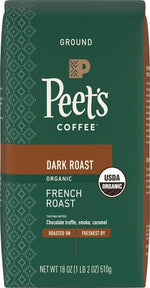 Load image into Gallery viewer, Peet's Coffee, USDA Organic Dark Roast Ground Coffee - French Roast 36 Ounces (2 Bags of 18 Ounces)