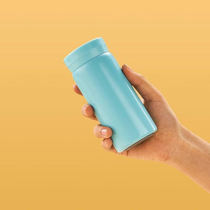 Mini Thermos Cute Water Bottle - 7 oz Tiny Insulated Vacuum 18/10 Stainless Steel Small Flask - Leak Proof & Spill Proof & Keeps Cold and Hot for Drink, Coffee, Tea - Light Blue