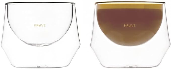 KRUVE IMAGINE Coffee Cups - Handcrafted Double-Wall Glass Cups (Set of 2, (50oz/150ml) - Perfect for Latte Art & Espresso - Durable Borosilicate Glass - Ideal Gift for Coffee Mugs Lovers - Cortado