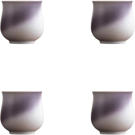 4-Oz Ceramic Espresso Cups Set - Multi-Color, Handle-Free Design for Home & Cafe | Dishwasher-Safe Stoneware Cups（Kiln turning purple,4）
