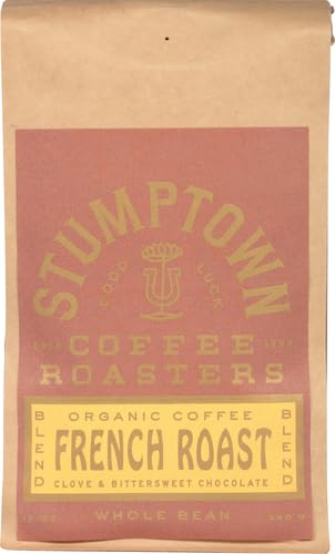 Stumptown Coffee Roasters, Dark Roast Organic Whole Bean Coffee - French Roast with Flavor Notes of Clove and Bittersweet Chocolate, 24 Ounces (2 Bags of 12 Ounces)