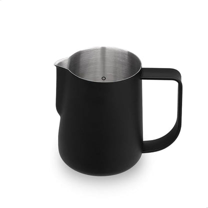 watchget Milk Frothing Pitcher 250ml/8oz Stainless Steel Espresso Steaming Pitcher Milk Coffee Cappuccino Latte Art Barista Steam Pitcher Milk Frothing Jug, Black