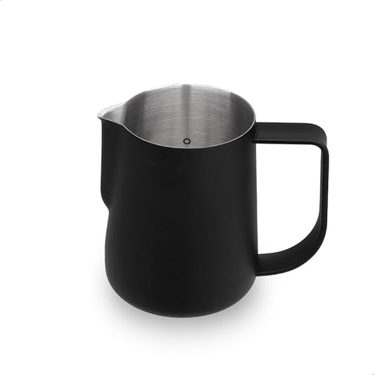 watchget Milk Frothing Pitcher 250ml/8oz Stainless Steel Espresso Steaming Pitcher Milk Coffee Cappuccino Latte Art Barista Steam Pitcher Milk Frothing Jug, Black