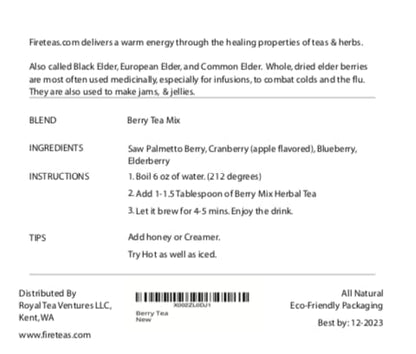 FIRE TEAS Saw Palmetto & Elder Berry Tea -