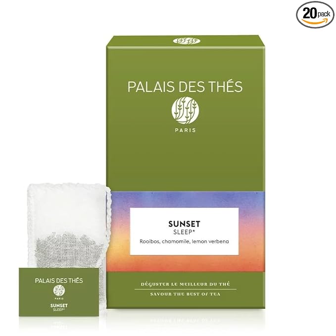 Palais des Thés - Sunset Sleep - Caffeine-Free Rooibos Tea, Chamomile & Lemon Verbena - Premium Tea Bags, Serves 20 Cups