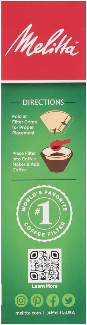 Melitta #4 Cone Coffee Filters, Natural Brown, 100 Count, Pack of 6