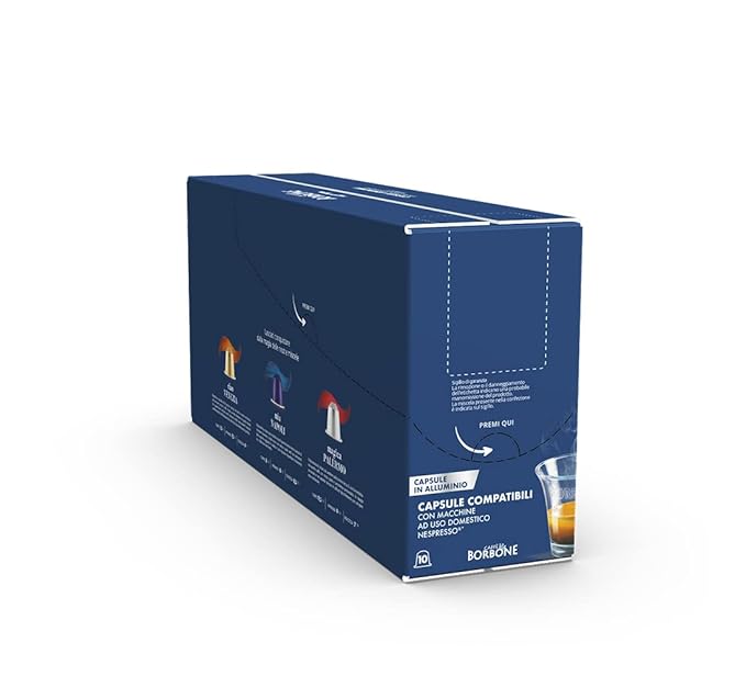 Caffè Borbone Aluminum Espresso Pods for Nespresso Coffee Machines, Intense, Smooth and Rich Italian Roast Coffee - Variety Pack - 100 Count (10 Packs of 10) - NOT compatible with Vertuo machines