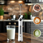 Load image into Gallery viewer, Handheld Milk Frother, Handheld Coffee Whisk, Low-Noise, USB Rechargeable, Black and White Color (Black with Stand)