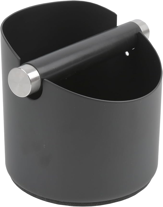 Italian Espresso Tapping Box, Stainless Steel Coffee Grinding Tapping Box, With Detachable Tapping Rod And Anti Slip Rubber Base (Black-S)