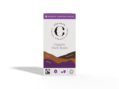 Cru Kafe Dark Roast USDA Organic Espresso Coffee Capsules (50 Pods) Fairtrade Coffee Pods Compatible with Nespresso Original Line and Pixie Machines