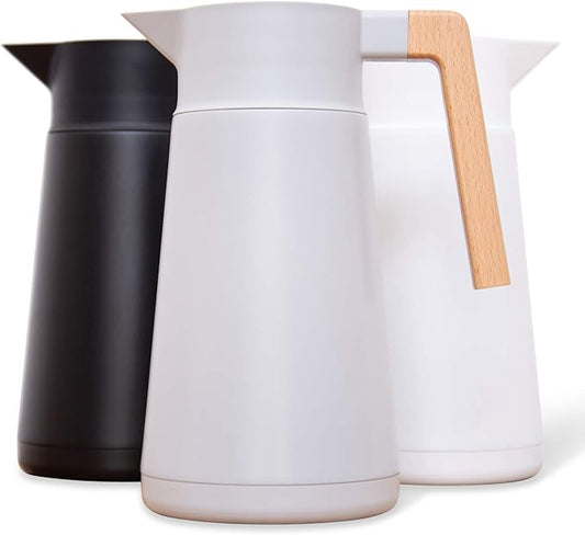 Hastings Collective Thermal Coffee Carafe 68 Oz - Large Stainless Steel Insulated Carafe - 2 Liter Double Walled Vacuum Thermos Coffee and Beverage Dispenser with Tea Infuser and Strainer (Gray)