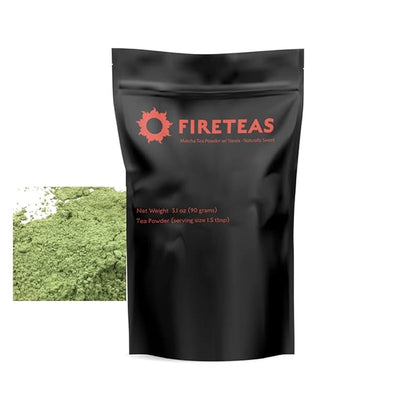 FIRE TEAS Sugar Free Matcha Tea with Stevia - Naturally Sweetened Green Tea Powder -)