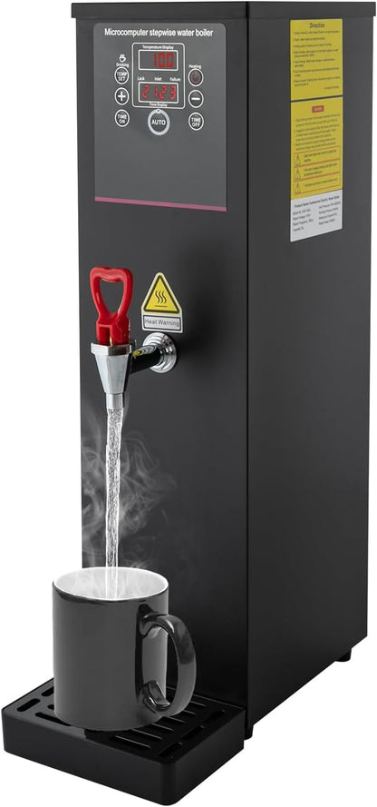 110V 2500W Commercial Milk Frother,Automatic Steam Boiling Water Machine with LED Display, 15L/3.96gal Boiling Water Frothing Machine Milk Foam Maker for Espresso Coffee