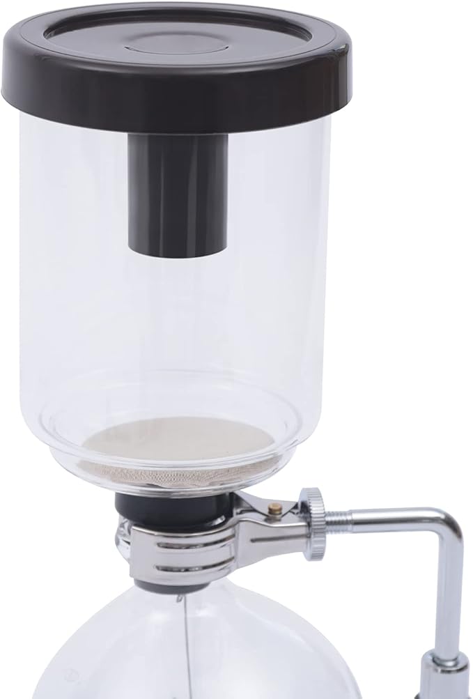 Vacuum Coffee Pot, 5 Cups(500ml), Siphon Syphon Coffee Maker, Borosilicate Glass, Stainless Steel, Black