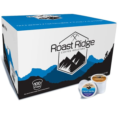 Roast Ridge Single Serve Coffee Pods for Keurig K-Cup Brewers, Variety Pack, Medium Roast, 100 Count (50 each: French Vanilla, Hazelnut)