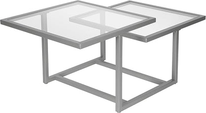 Henn&Hart 43" Wide Square Coffee Table in Nickel, Modern coffee tables for living room, studio apartment essentials