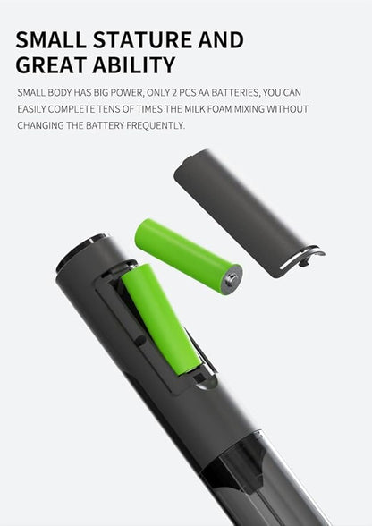 Travel Milk Frother with Cover, Battery-Operated Electric Foam Maker Frother Wand, Milk Foamer Electric Mini Drink Mixer for Coffee, Cappuccino, Lattes, Frappe, Matcha and Hot Chocolate, Black