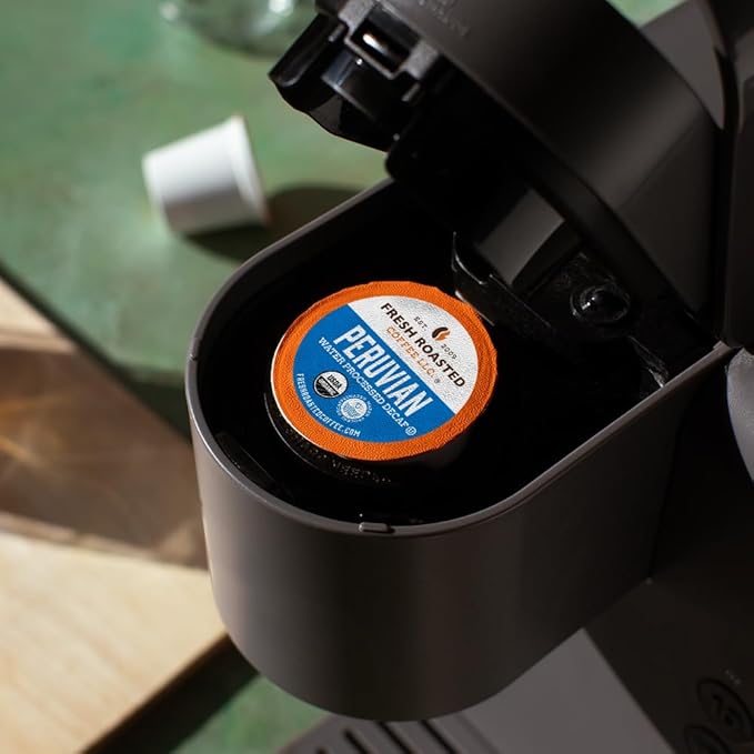 Fresh Roasted Coffee, USDA Organic Peru Water-Processed Decaf | 3rd Party Tested for Pesticides, Mold, Mycotoxins, Kosher | 100% Arabica, Specialty Grade, Med Roast 24 Pods for K Cup Brewers